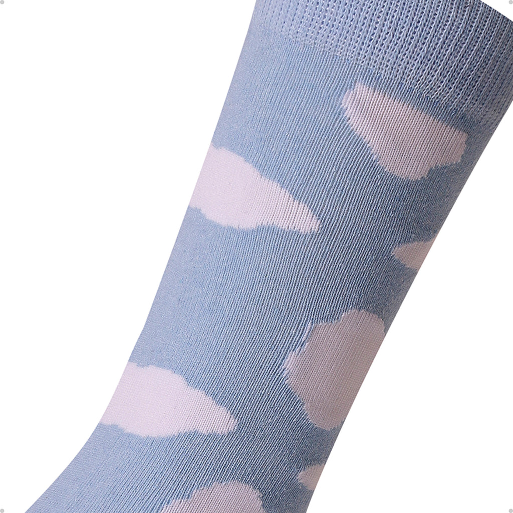 Meia Divertida Estampada Oddo Cano Longo Azul Ceu