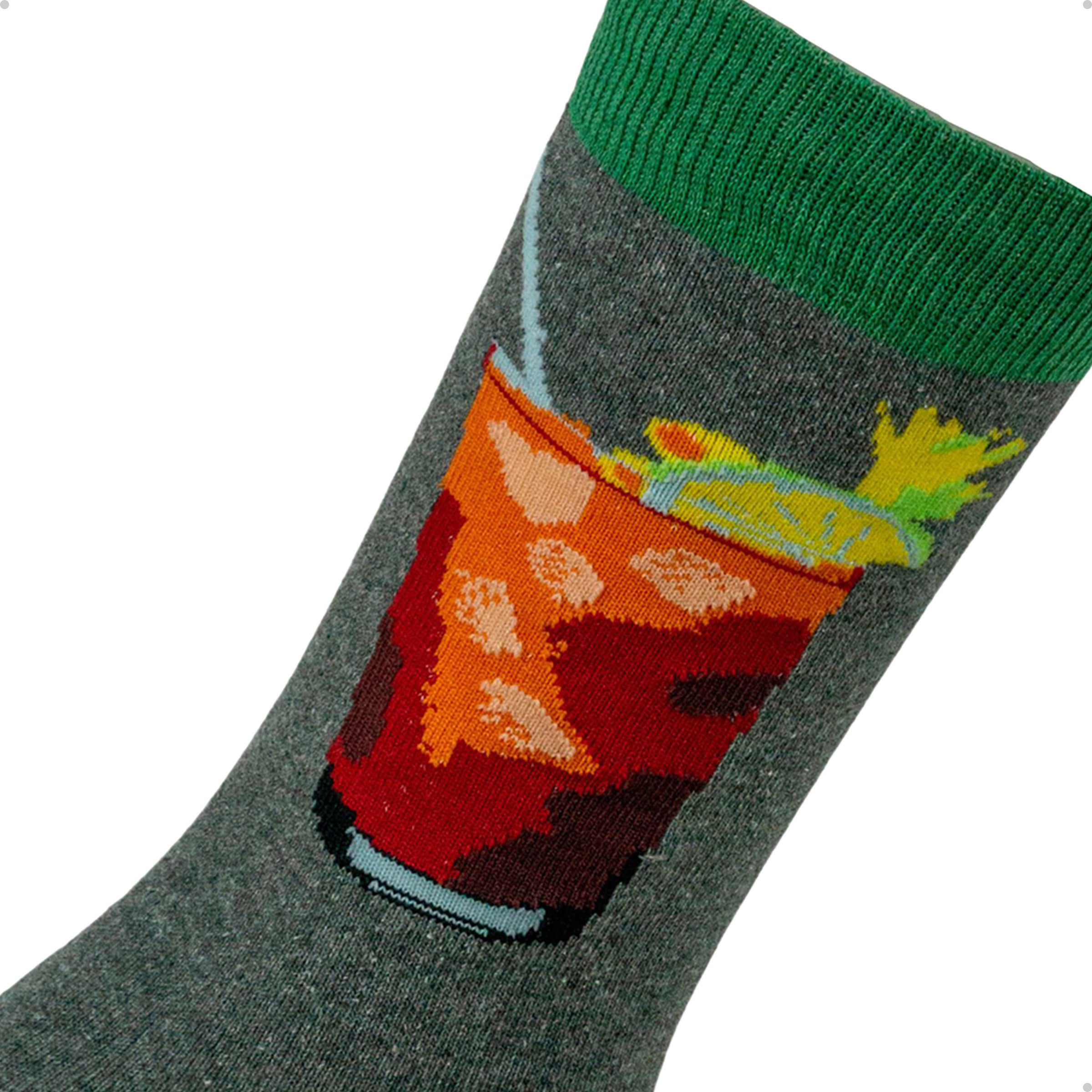 Meia Divertida Estampada Oddo Cano Longo Cinza Drink