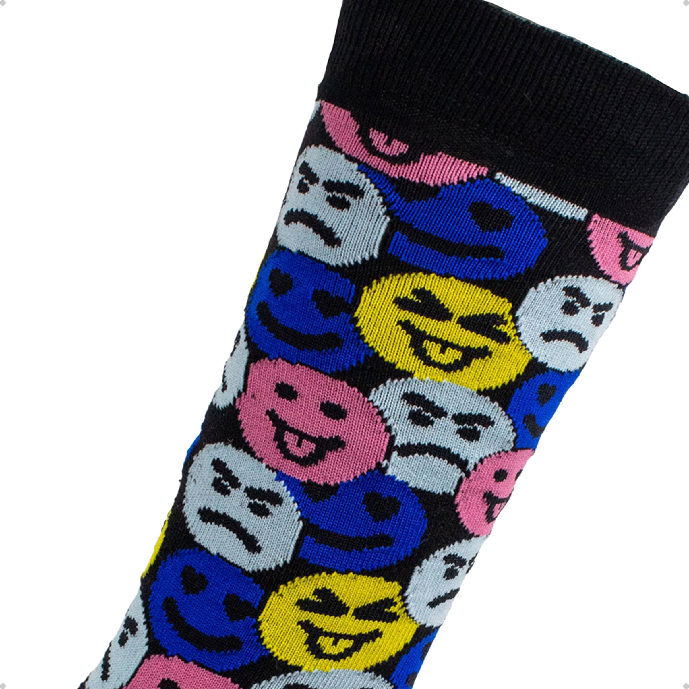 Meia Divertida Estampada Oddo Cano Longo Emoji Colorido