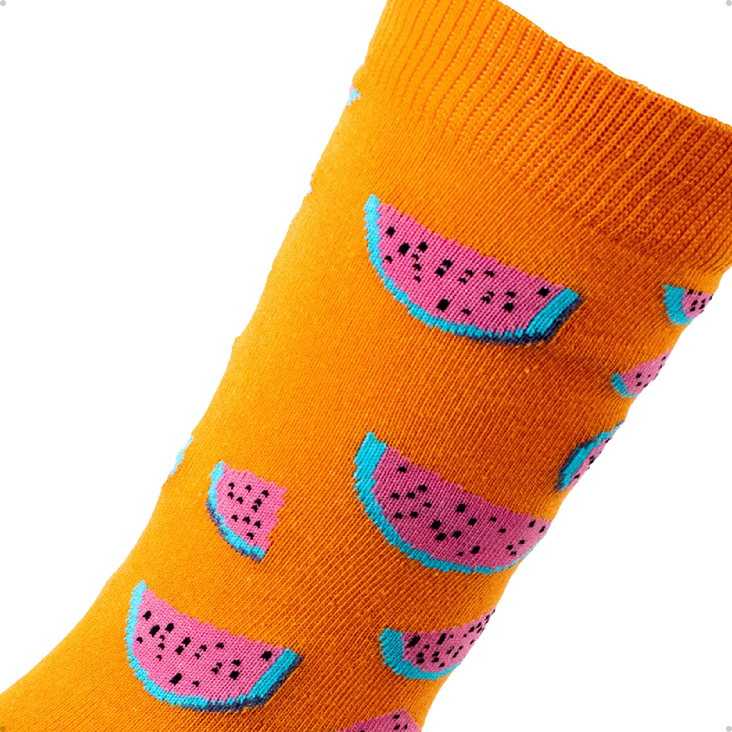 Meia Divertida Estampada Oddo Cano Longo Laranja Melancia