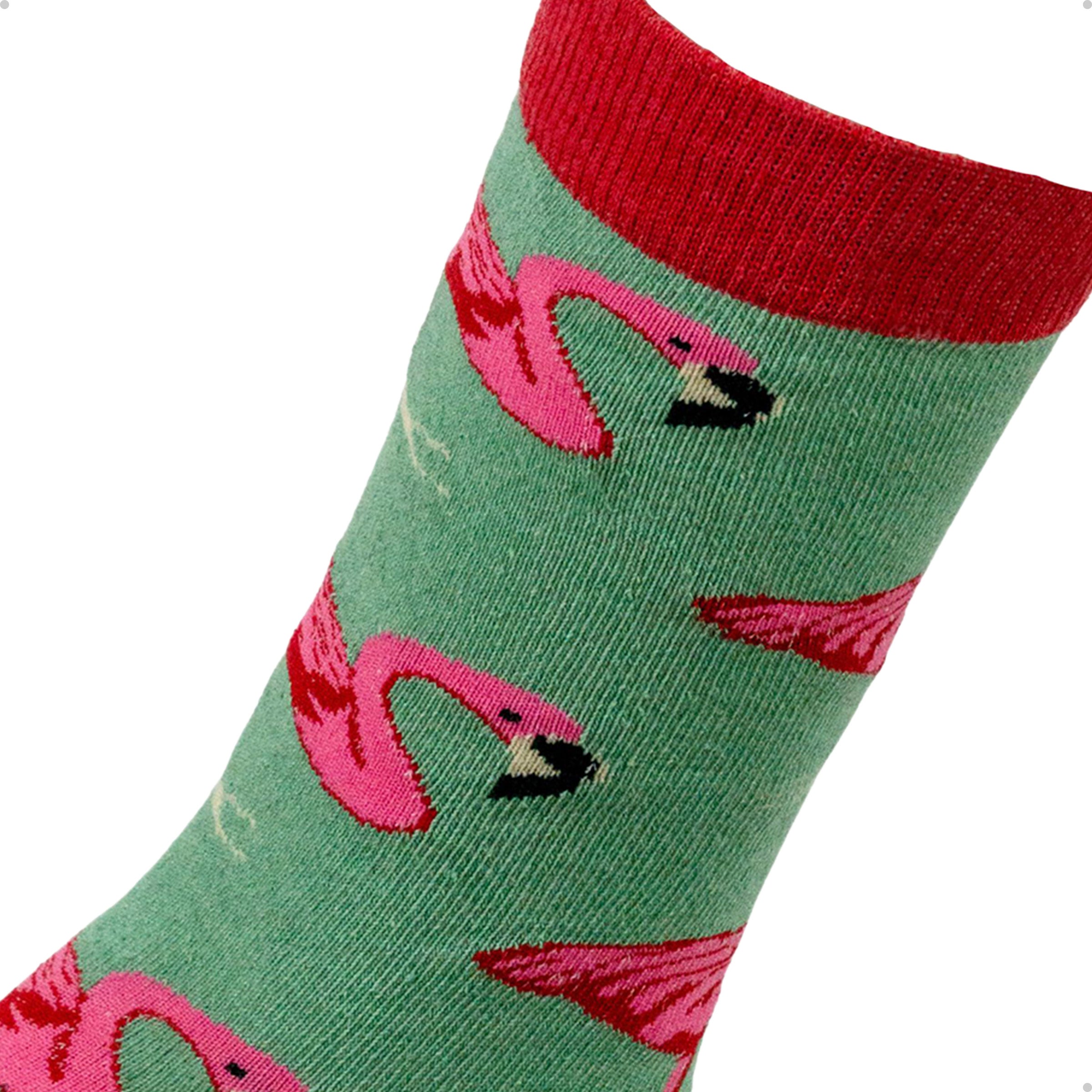 Meia Divertida Estampada Oddo Cano Longo Verde Flamingo