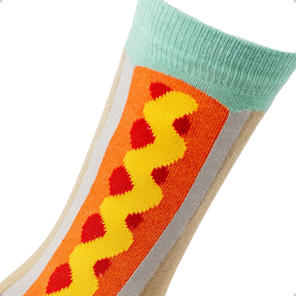 Meia Divertida Estampada Oddo Cano Longo Colorida Hotdog
