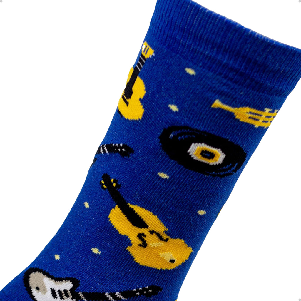 Meia Divertida Estampada Oddo Cano Longo Azul Instrumentos Musicais