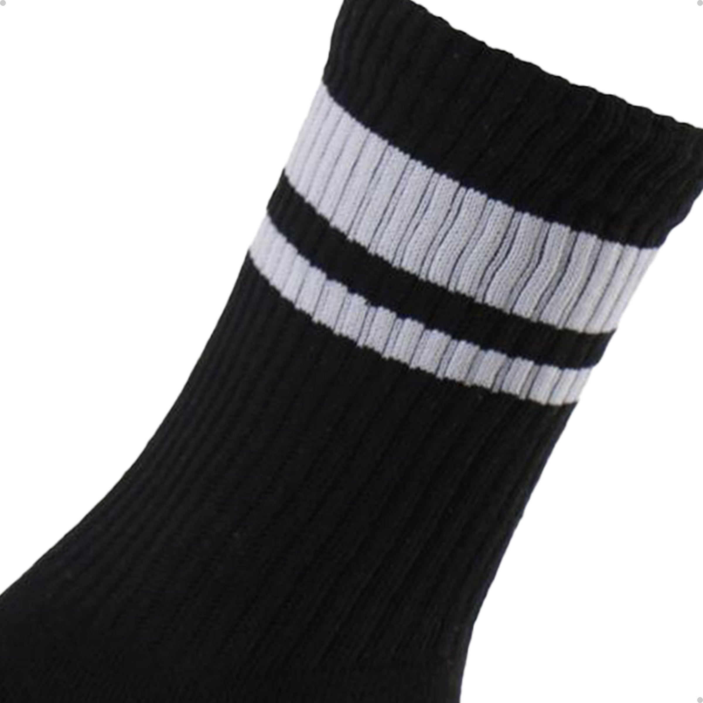 Meia Divertida Estampada Oddo Cano Longo Preta Uma Listra e Meia Branca