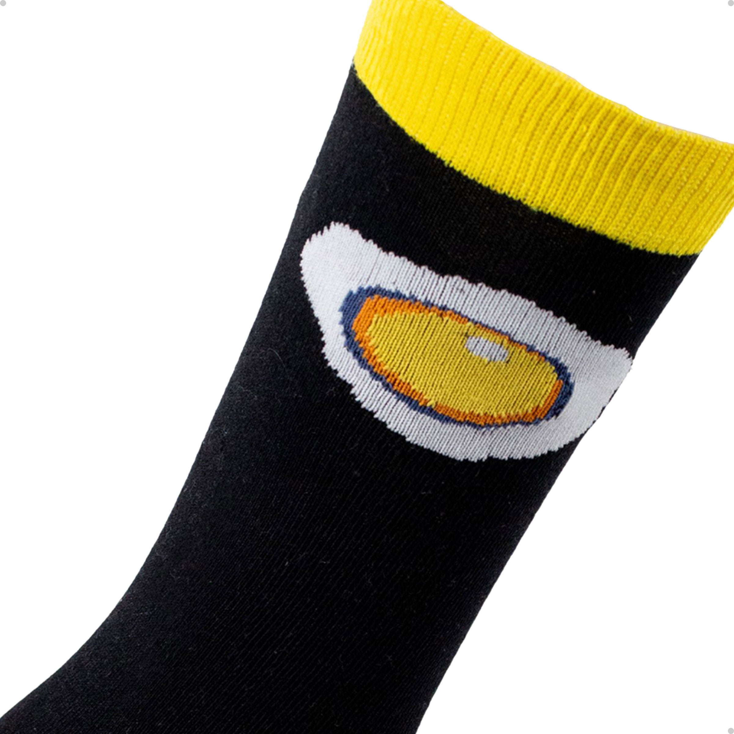 Meia Divertida Estampada Oddo Cano Longo Preto Ovo