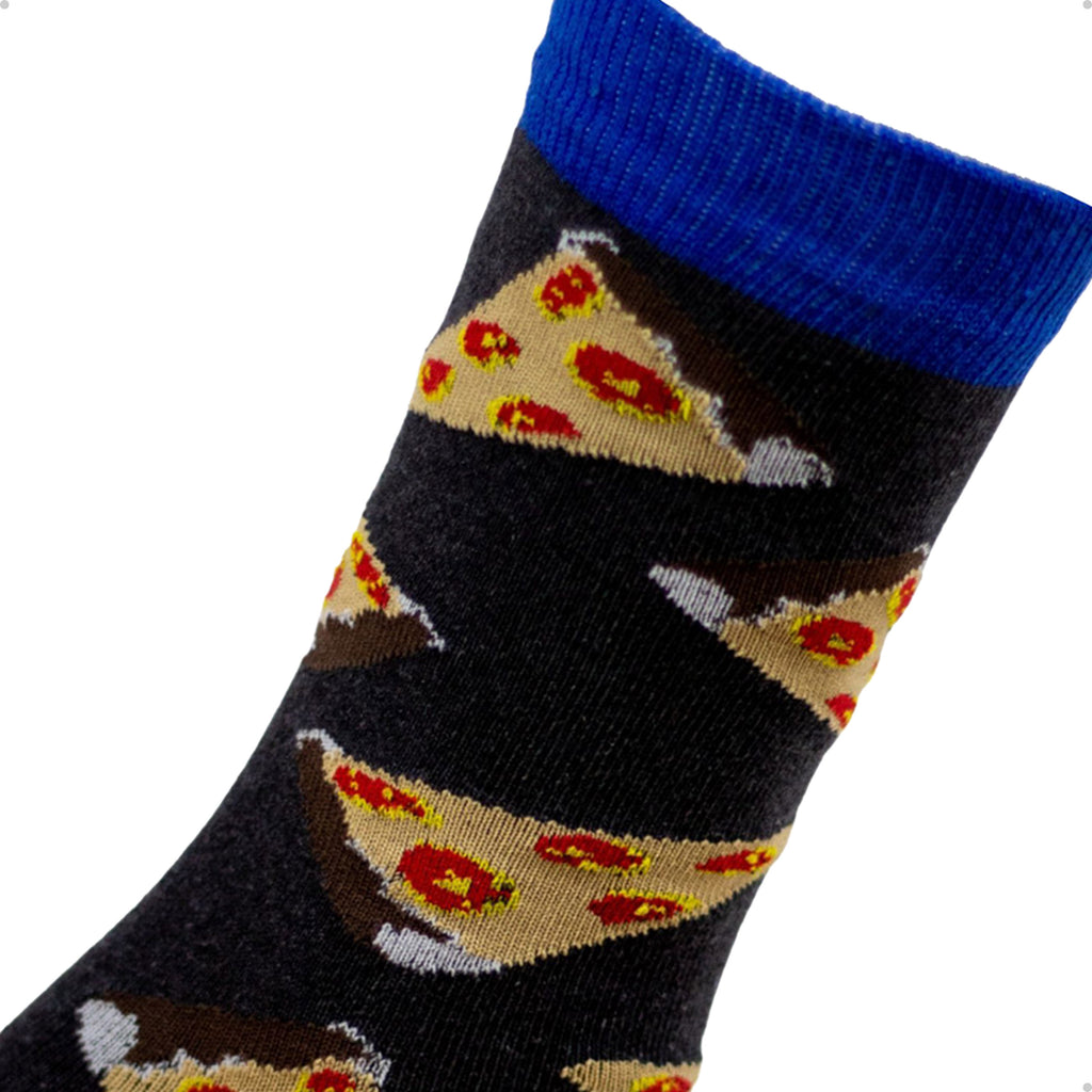 Meia Divertida Estampada Oddo Cano Longo Preta Pizza