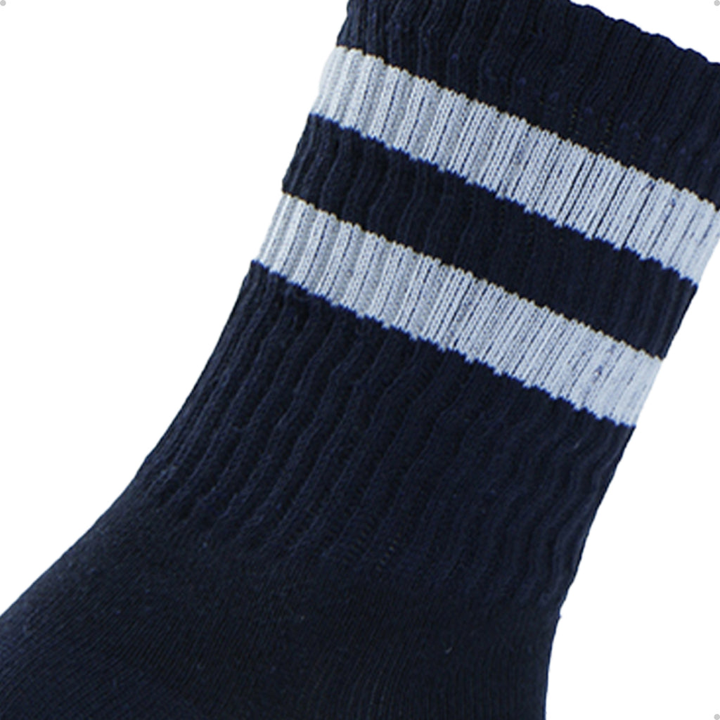 Meia Divertida Estampada Oddo Cano Longo Preta Duas Listras Brancas