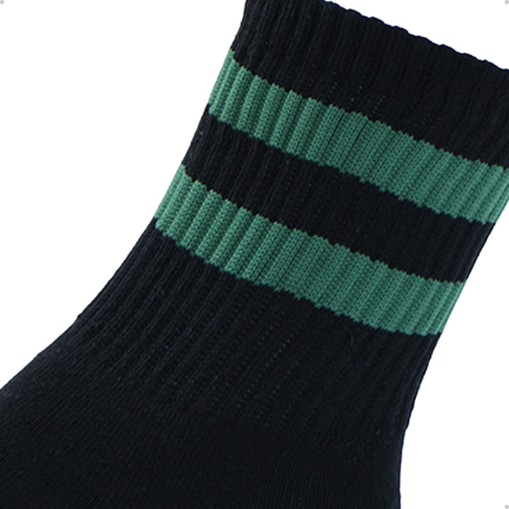 Meia Divertida Estampada Oddo Cano Longo Preta Duas Listras Verdes