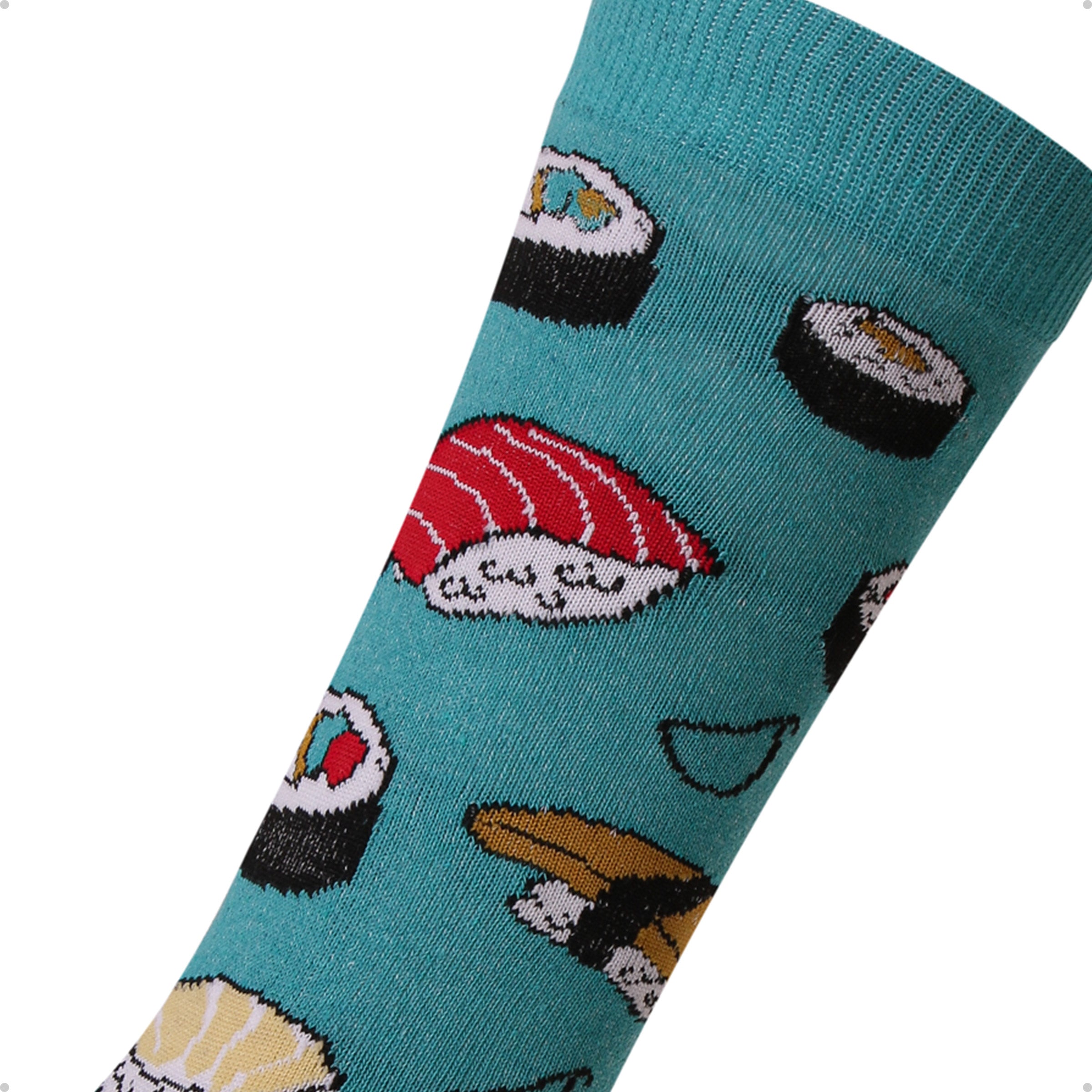 Meias Divertida Oddo Cano Longo Verde Sushi