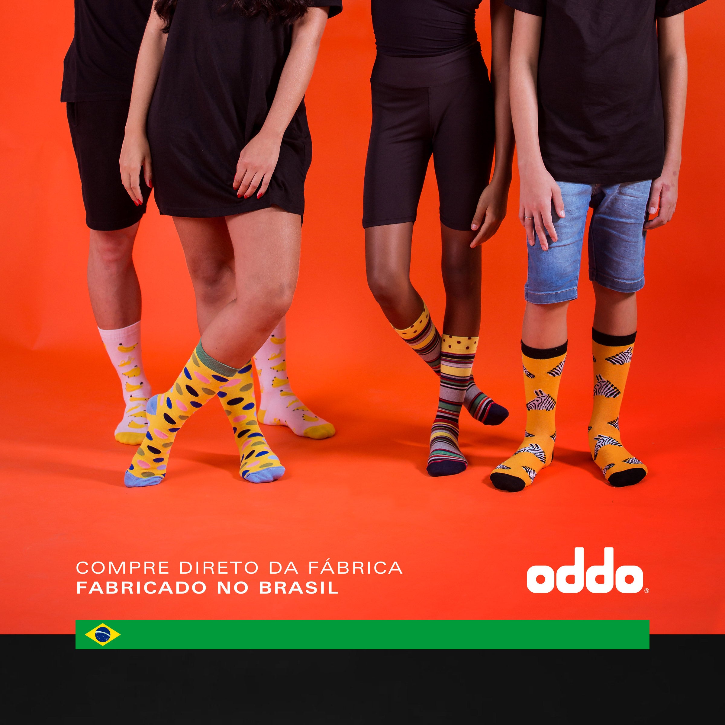 Meia Divertida Estampada Oddo Cano Longo Amarela Zebra