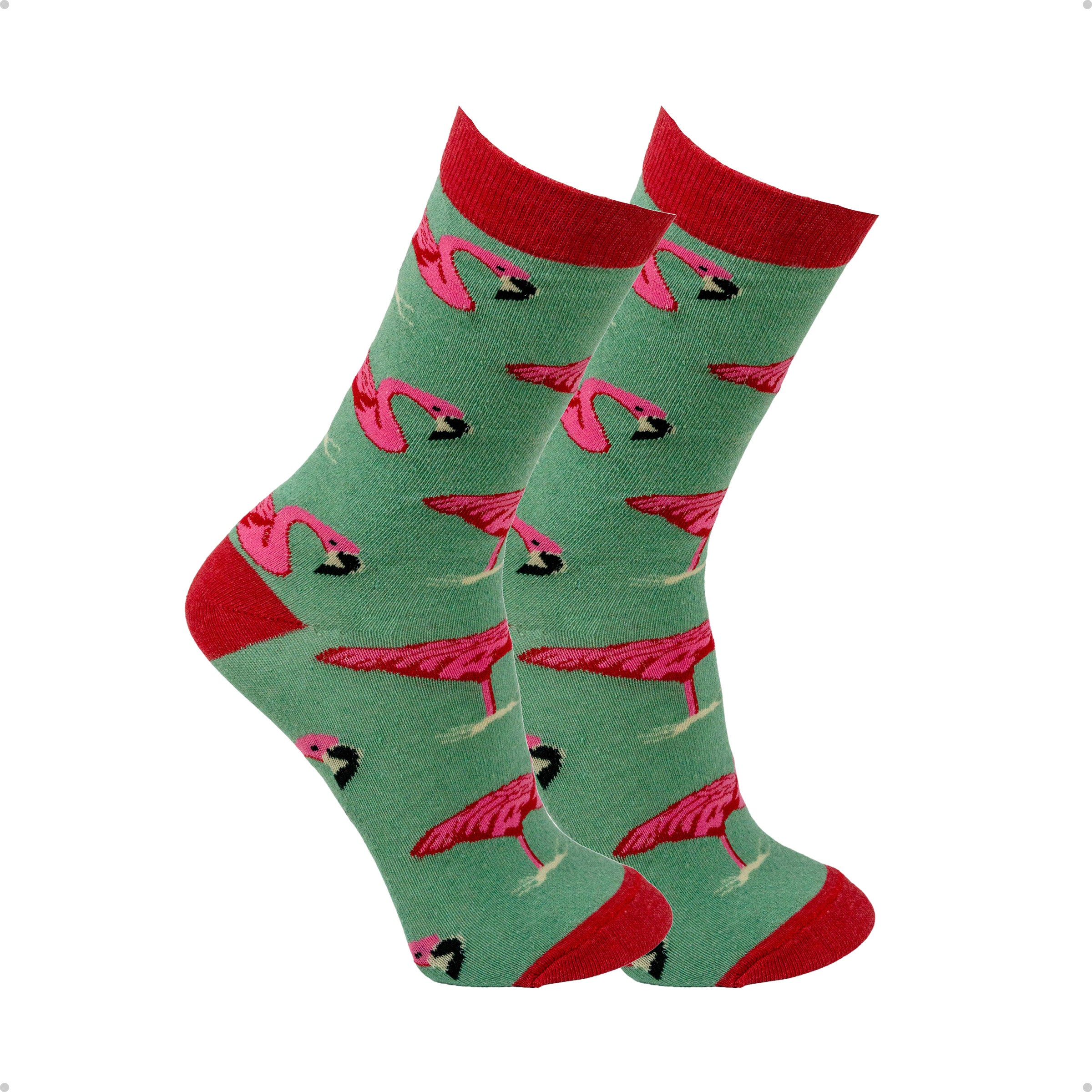 Meia Divertida Estampada Oddo Cano Longo Verde Flamingo