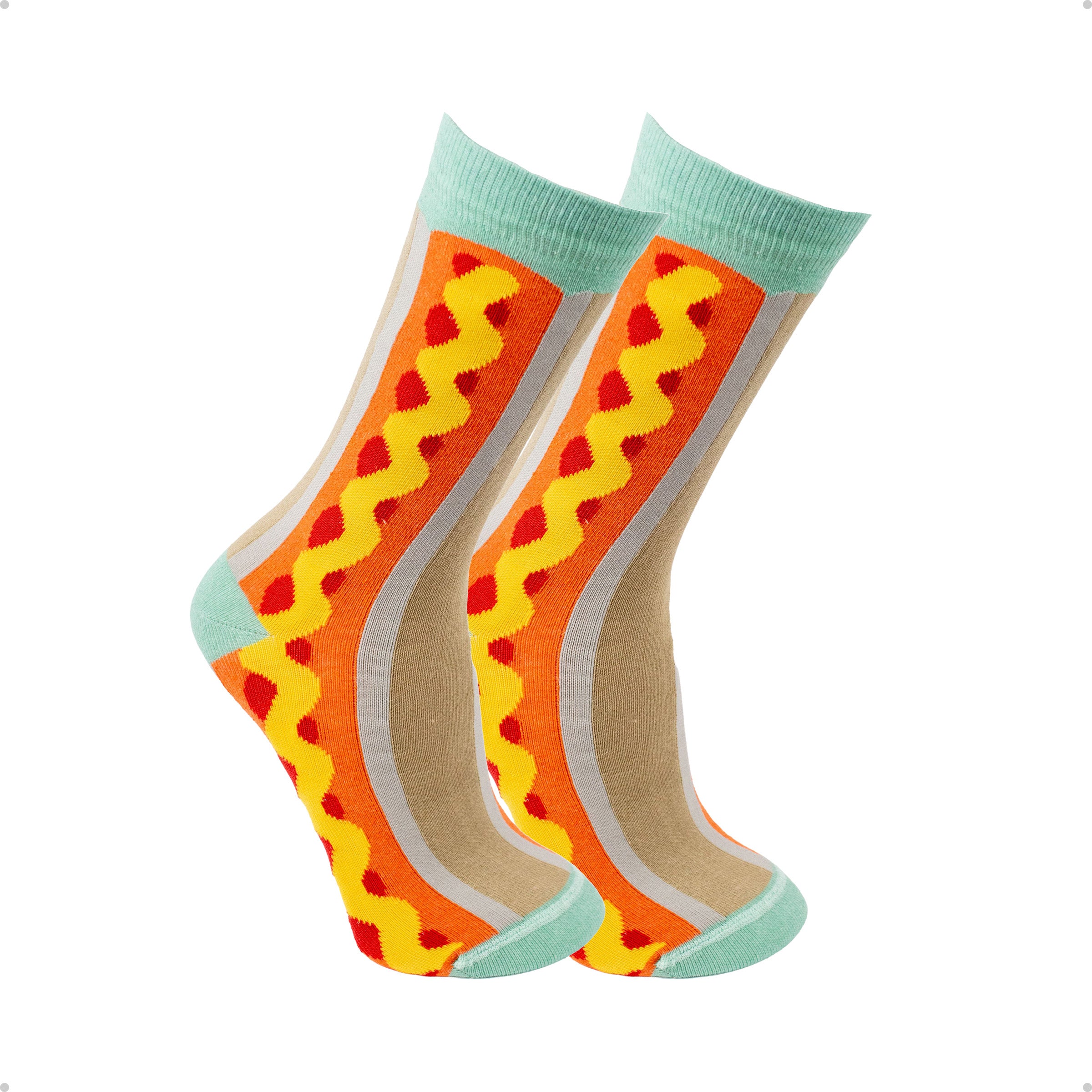 Meia Cano Alto Colorida Hotdog Cachorro Quente