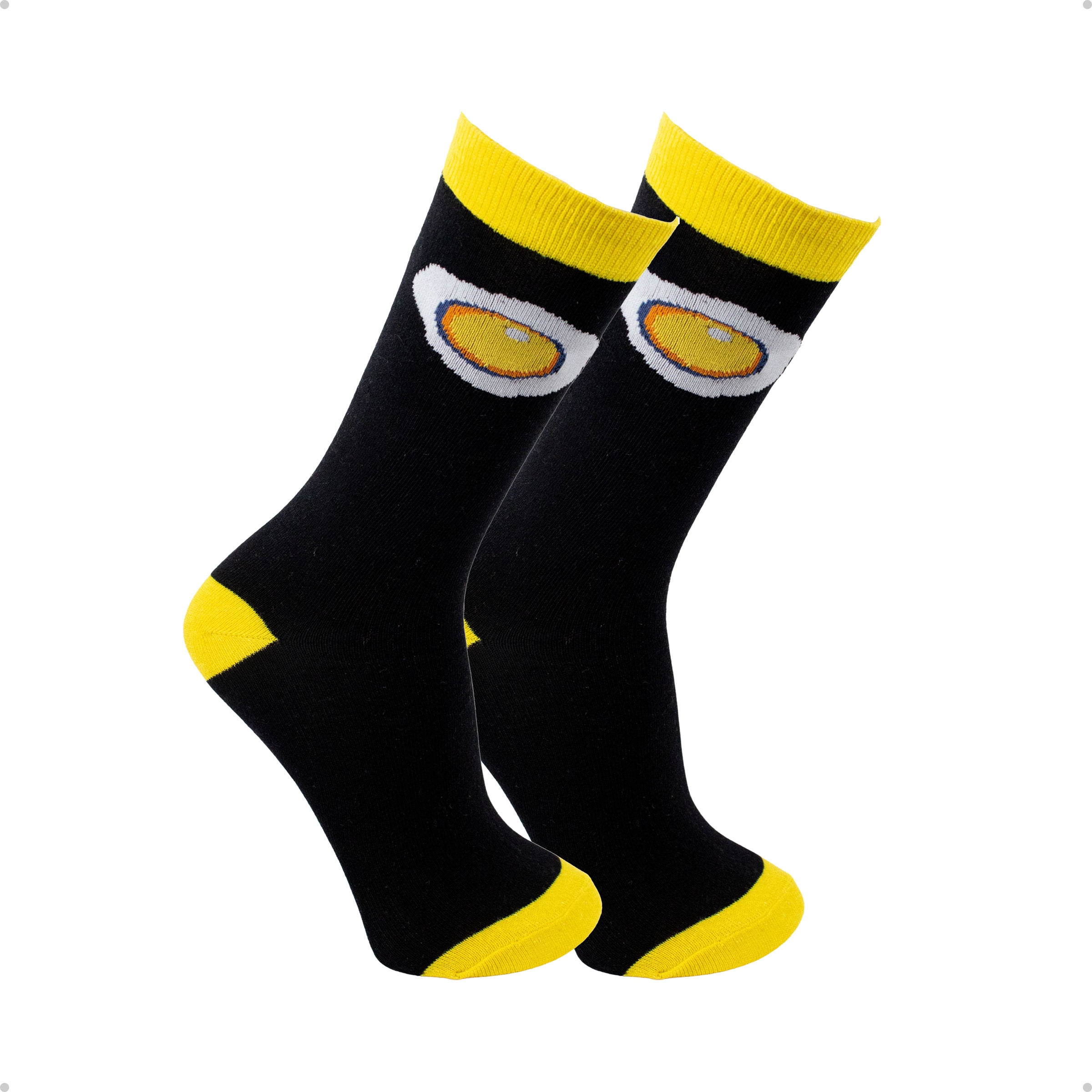 Meia Divertida Estampada Oddo Cano Longo Preto Ovo