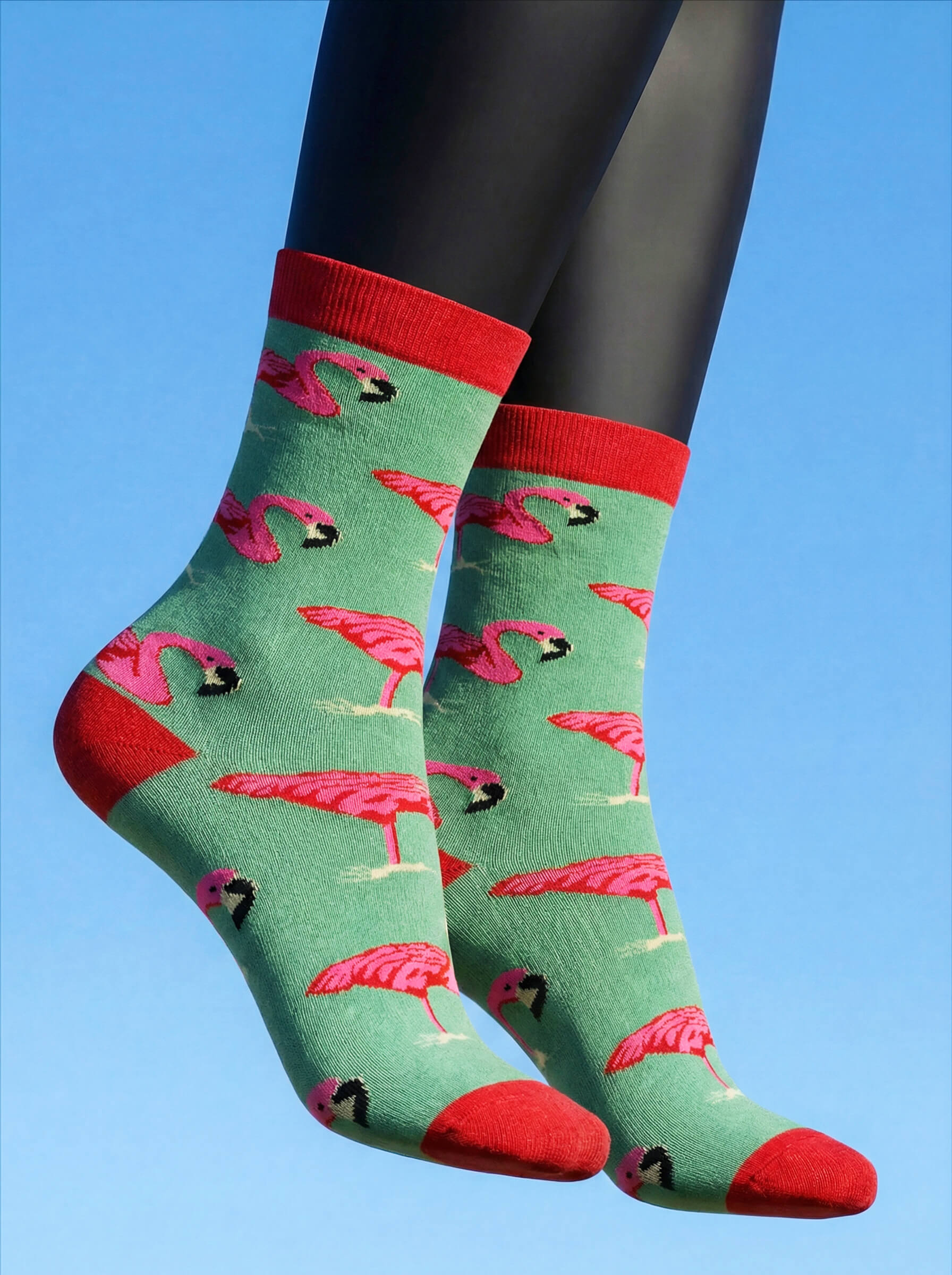 Meia Divertida Estampada Oddo Cano Longo Verde Flamingo