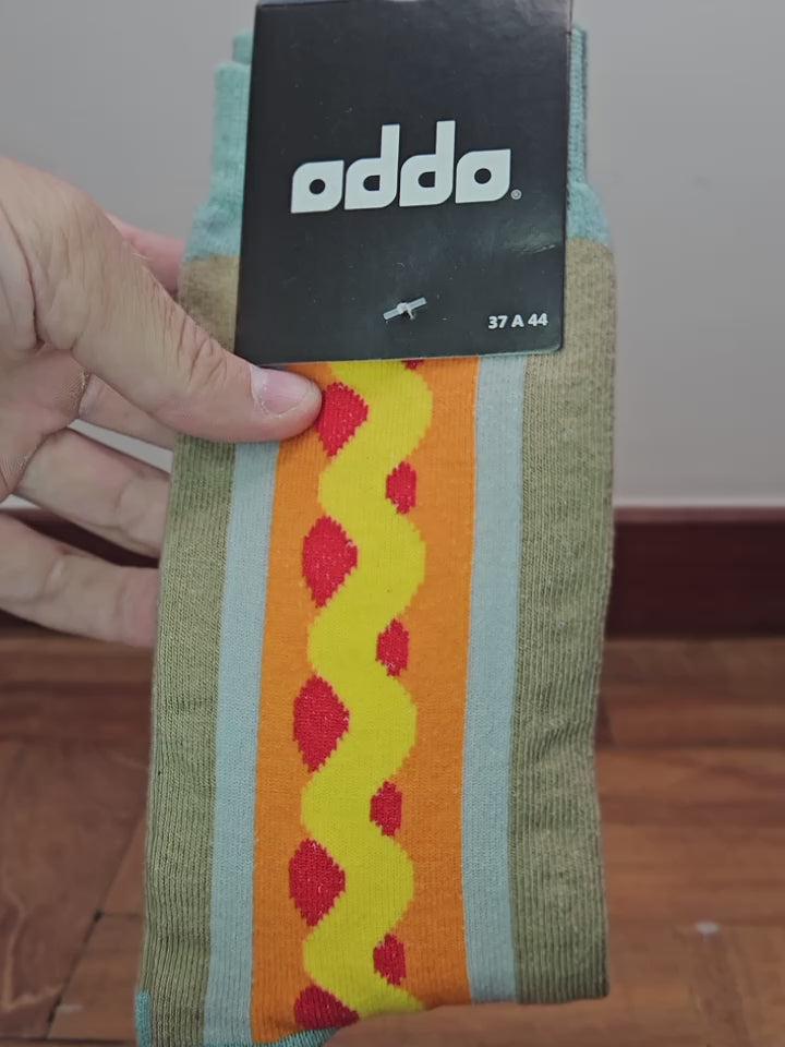 Meia Divertida Estampada Oddo Cano Longo Colorida Hotdog